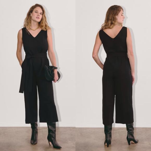 Everlane Japanese GoWeave Jumpsuit Sleeveless Wide Leg Black Women